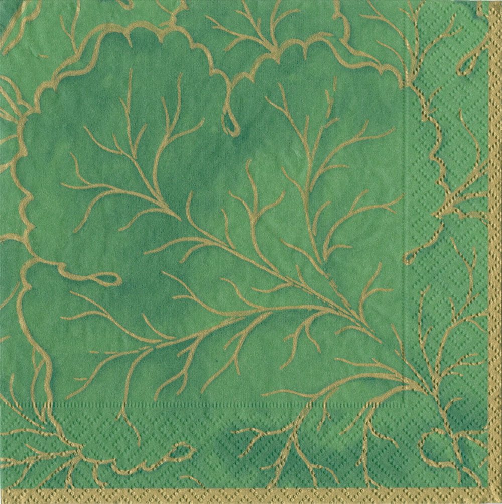 Caspari Servetter Gilded majolica green 20x20cm
