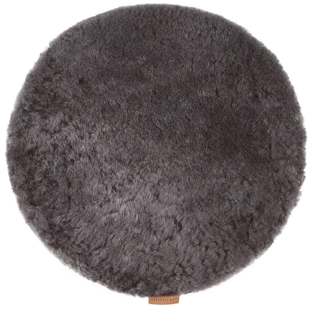 Shepherd Ida fårskinnsdyna 38 cm rund Asphalt