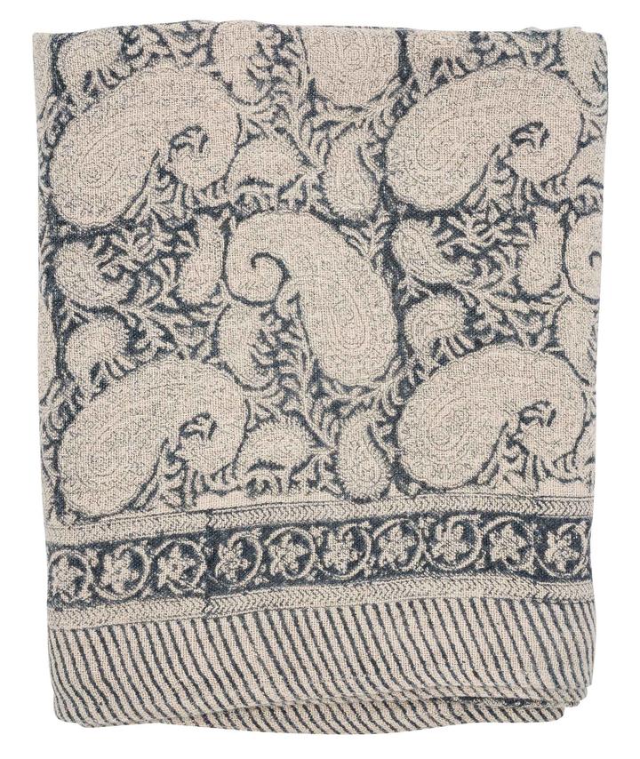 Chamois Big Paisley Linneduk Navy Blue 150x230 cm