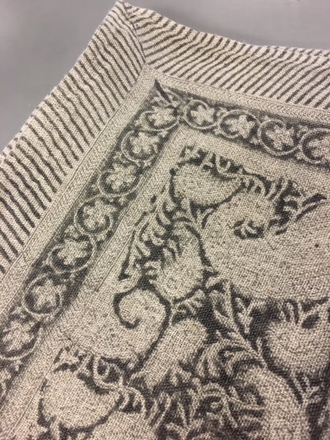 Chamois Big Paisley Linneduk Charcoal Grey 150x230 cm