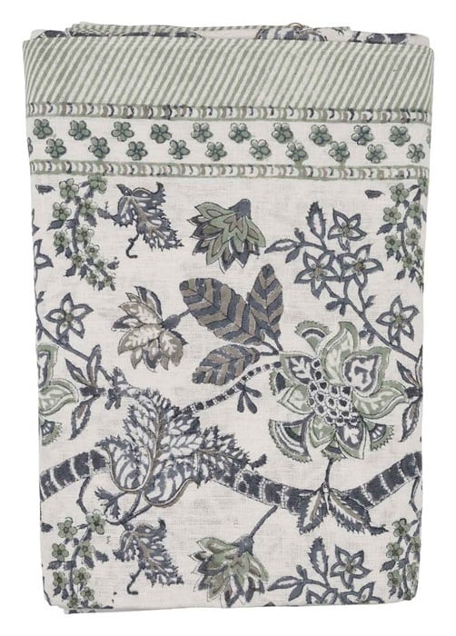 Chamois Floral Linneduk Sea blue 170x270 cm