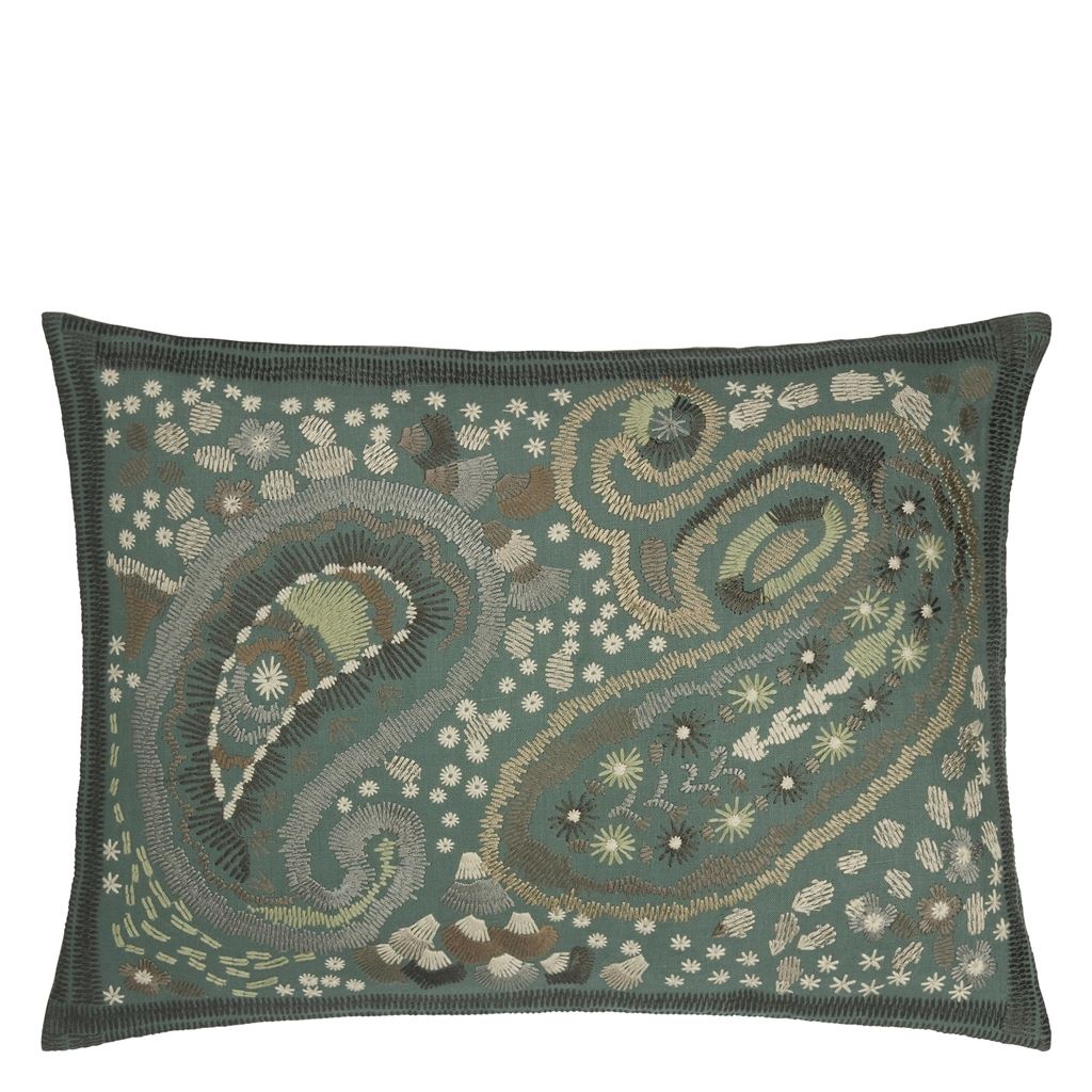 Designers Guild Kudde Uchiwa Teal Cushion
