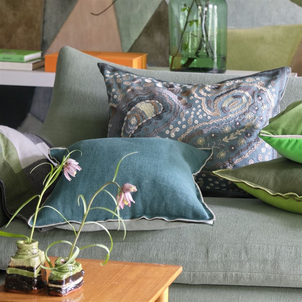 Designers Guild Kudde Uchiwa Teal Cushion 60x45cm - Bild 3