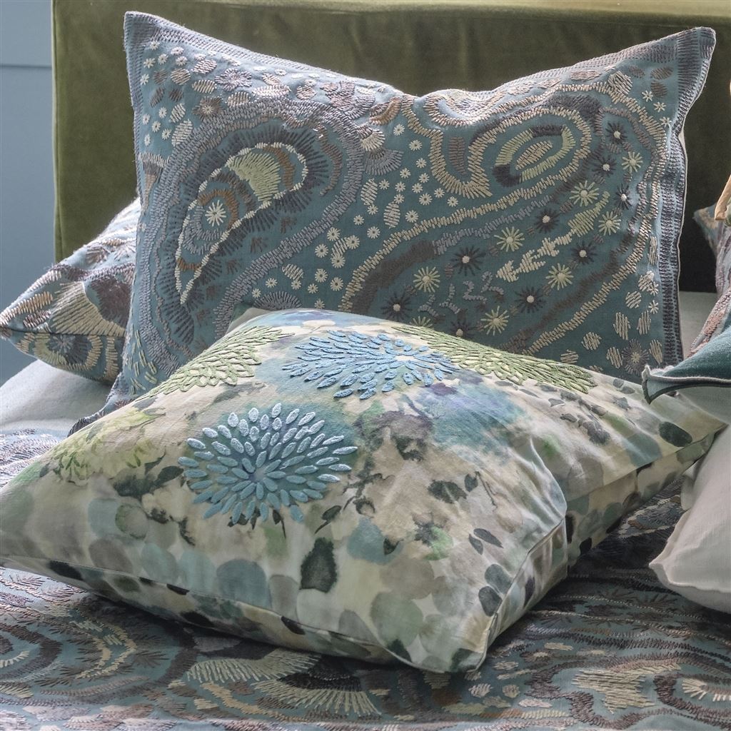 Designers Guild Kudde Uchiwa Teal Cushion 60x45cm - Bild 4