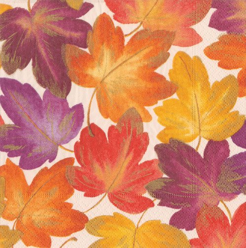 Caspari Servietten Watercolor Leaves – 20 Stück, 12,5x12,5 Cm, 3-lagig, Bioabbaubar