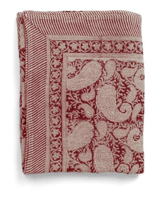 Chamois Linneduk Big Paisley Red 150x350cm