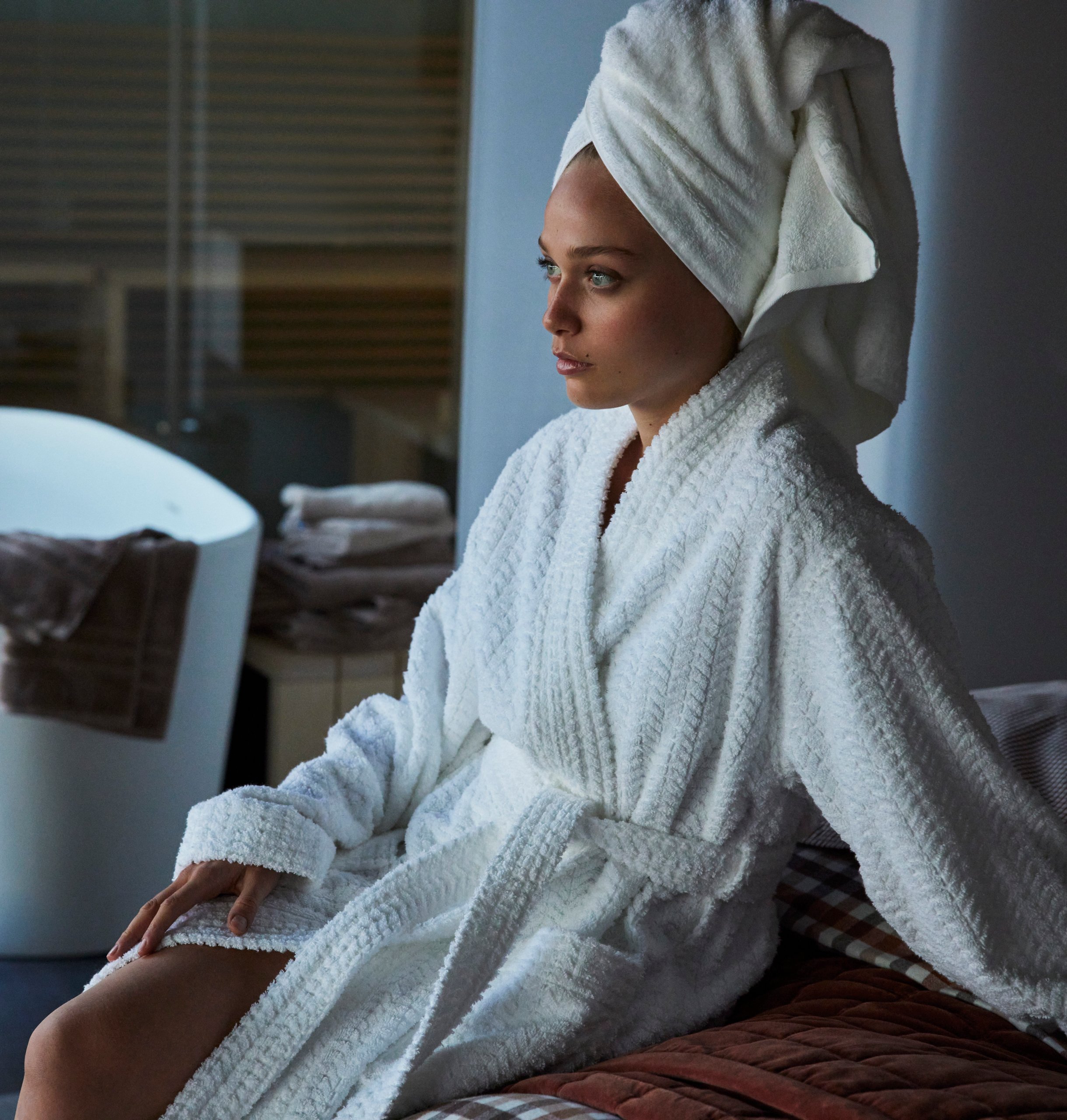 Lexington Unisex Cotton/Lyocell Structured Robe White