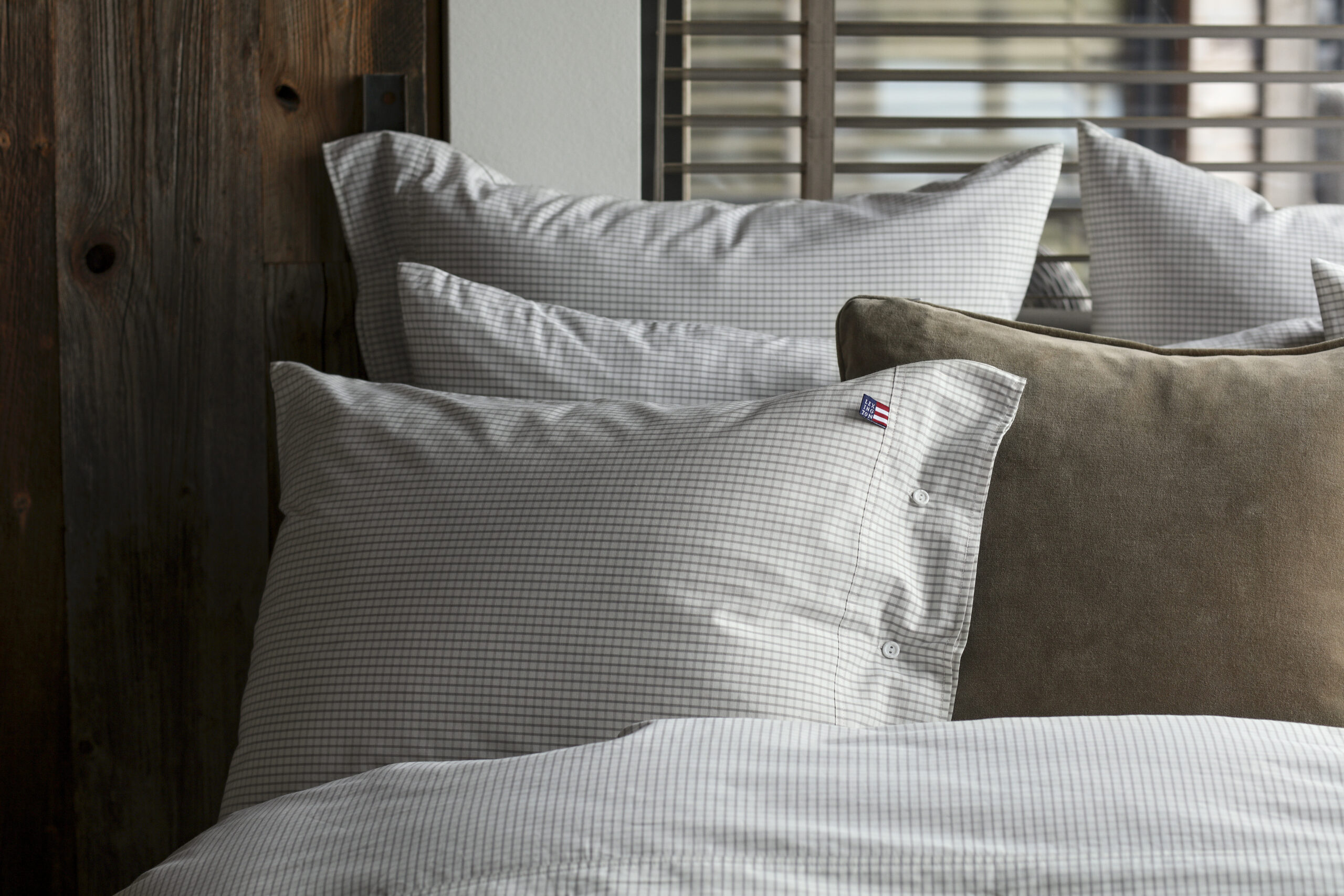 Lexington Gray Checked Cotton Poplin Pillowcase