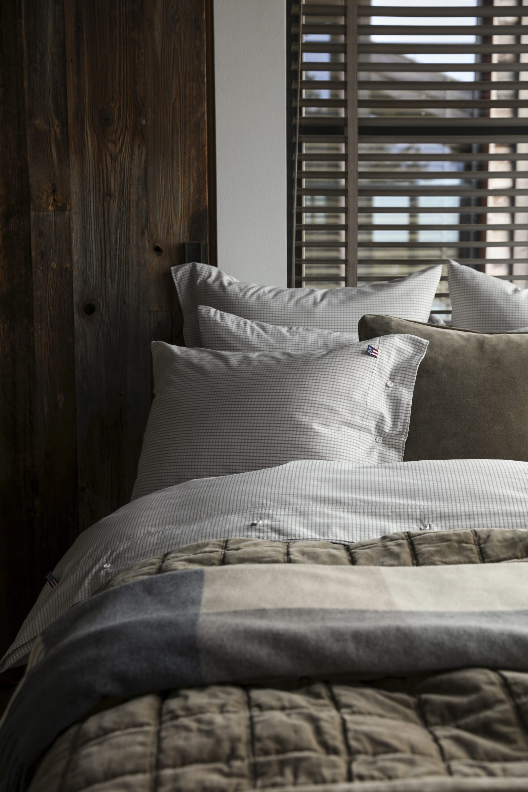 Lexington Gray Checked Cotton Poplin Pillowcase