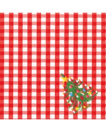 Caspari Servetter Christmas Tree Gingham 16.5x16.5 cm