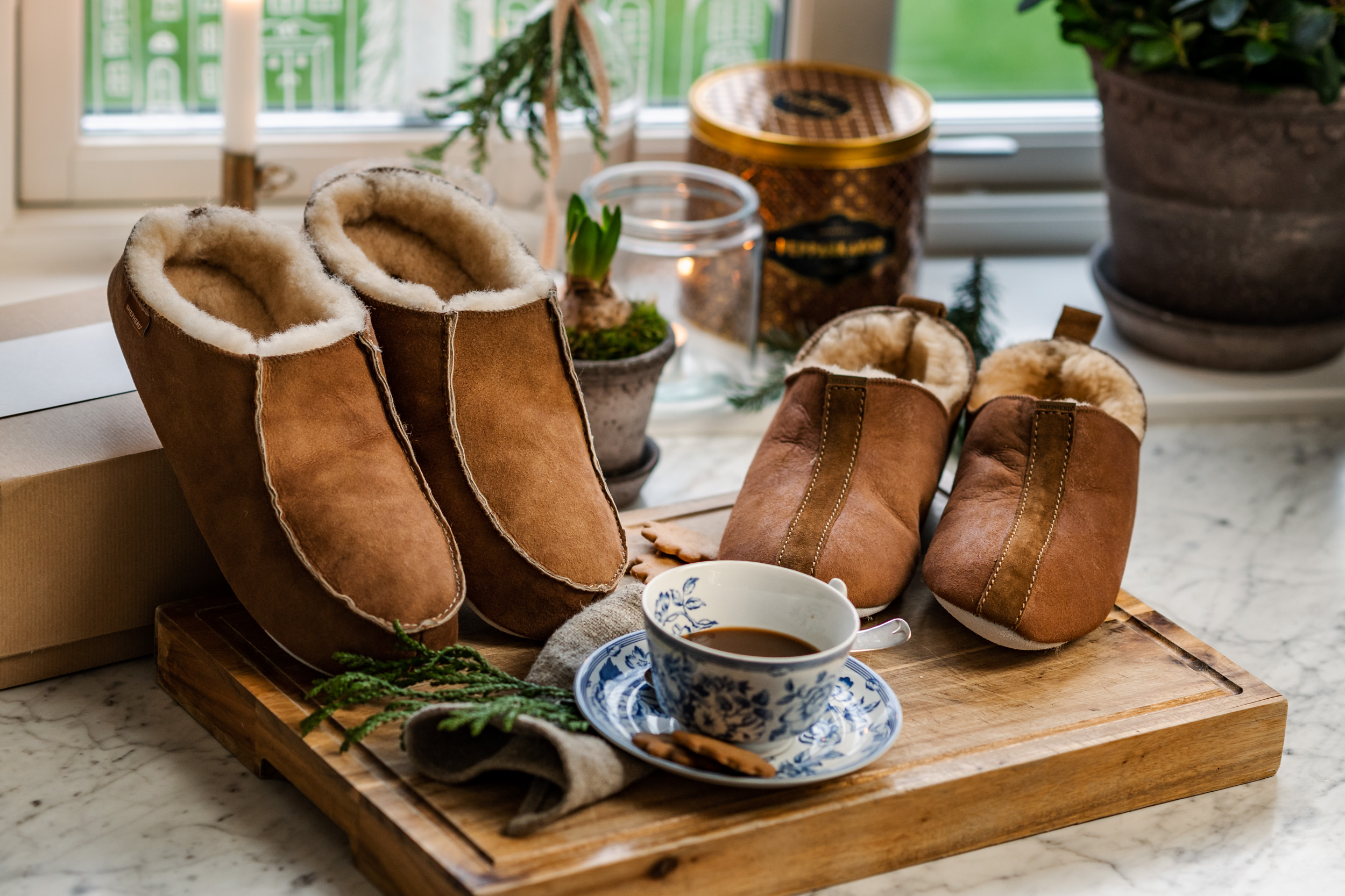 Shepherd Fårskinnstoffla Birro Antique/Cognac - Bild 6