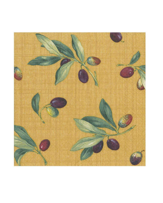 Caspari Servetter Olive Groove Ochre 16.5x16.5 cm