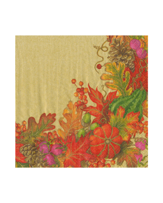 Caspari Servetter Harvest Garland Gold 16.5x16.5 cm
