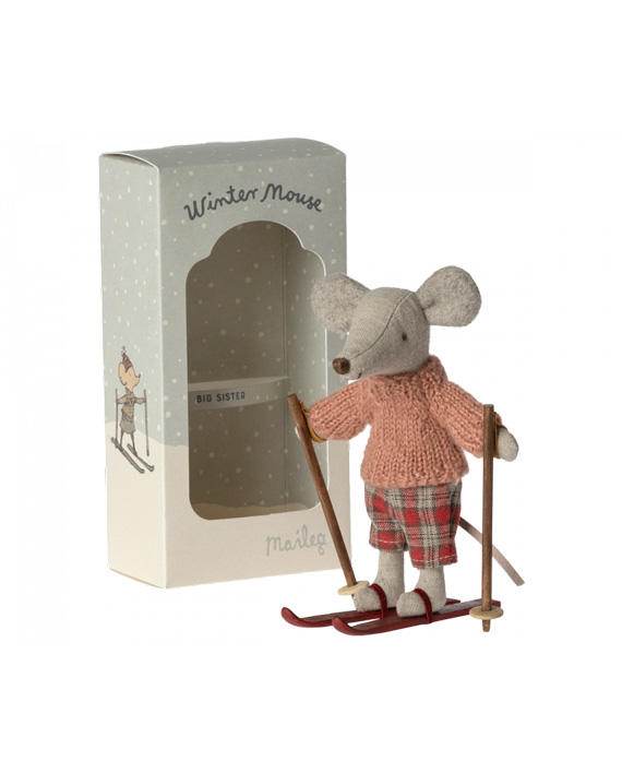 Maileg Winter Mouse Big Sister With Ski Set