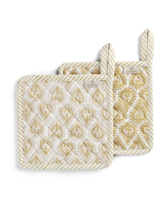 Chamois Grytlappar Kalini Yellow Olive 2-pack