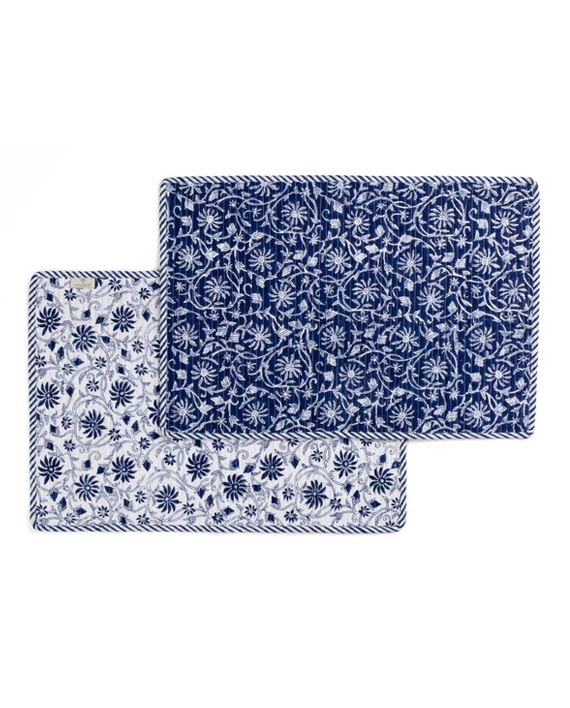 Chamois Quiltade Underlägg Margerita Navy Blue 2-pack