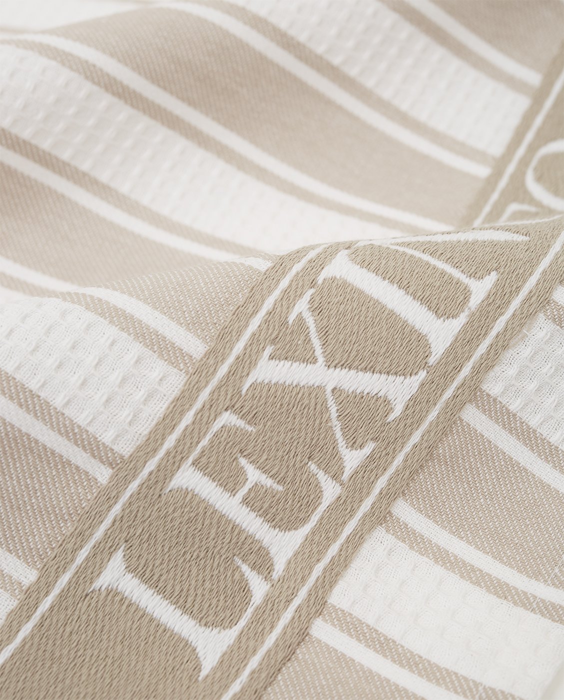 Lexington Icons cotton twill waffle striped kitchen towel beige/white
