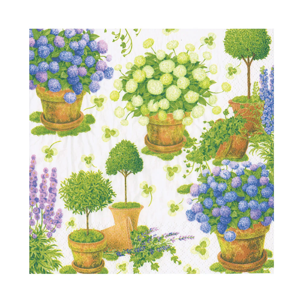 Caspari Servetter Potted Hydrangeas