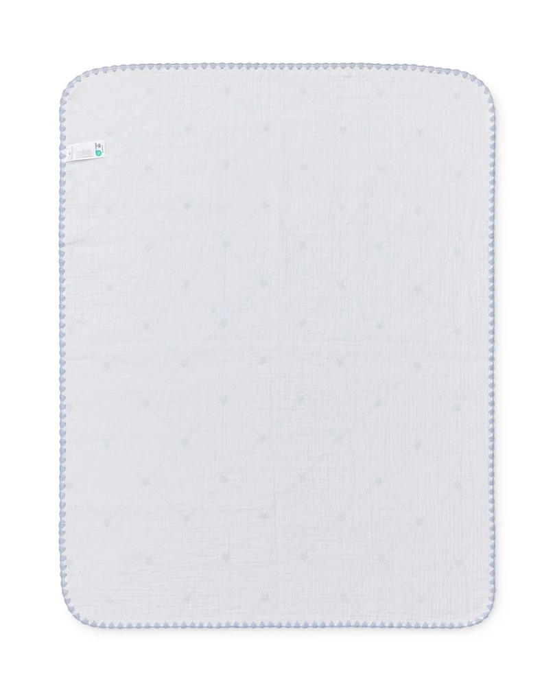 Baby signature star in organic cotton throw, blue 70 x 75