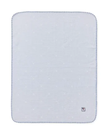 Baby signature star in organic cotton throw, blue 70 x 75
