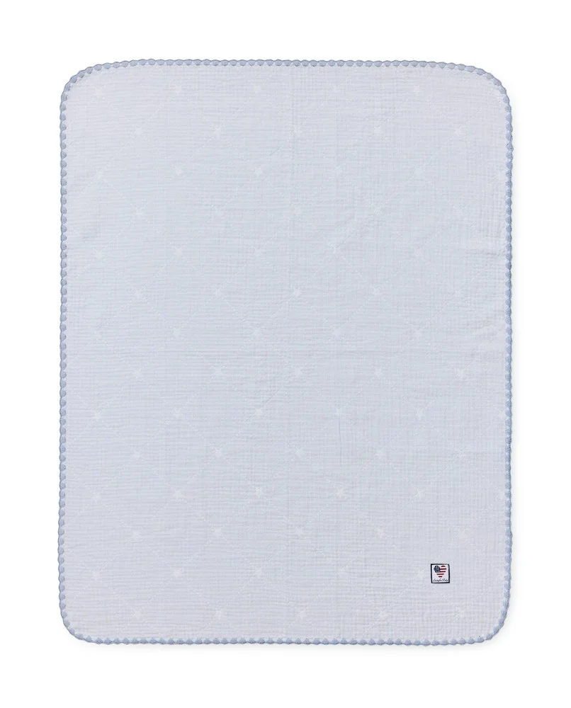 Baby signature star in organic cotton throw, blue 70 x 75