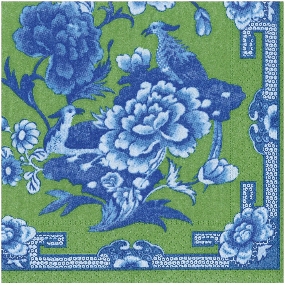 Caspari Servetter Green and Blue Plate