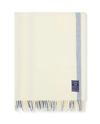 Lexington Pläd Blå/Vit Randig Återvunnen Ull