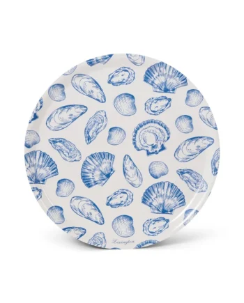 Lexington Laminerad Rund Bricka med tryck Blå/Vit