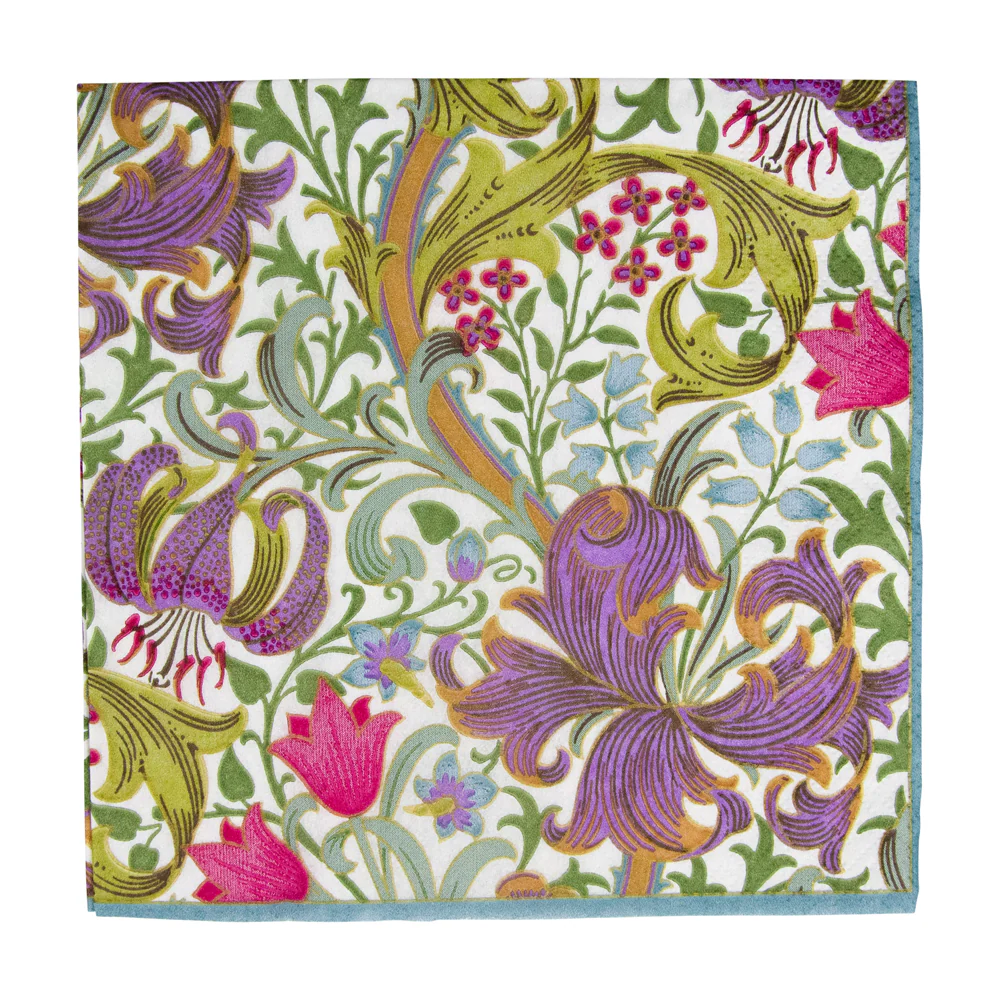 Caspari Servetter Golden Lily Ivory