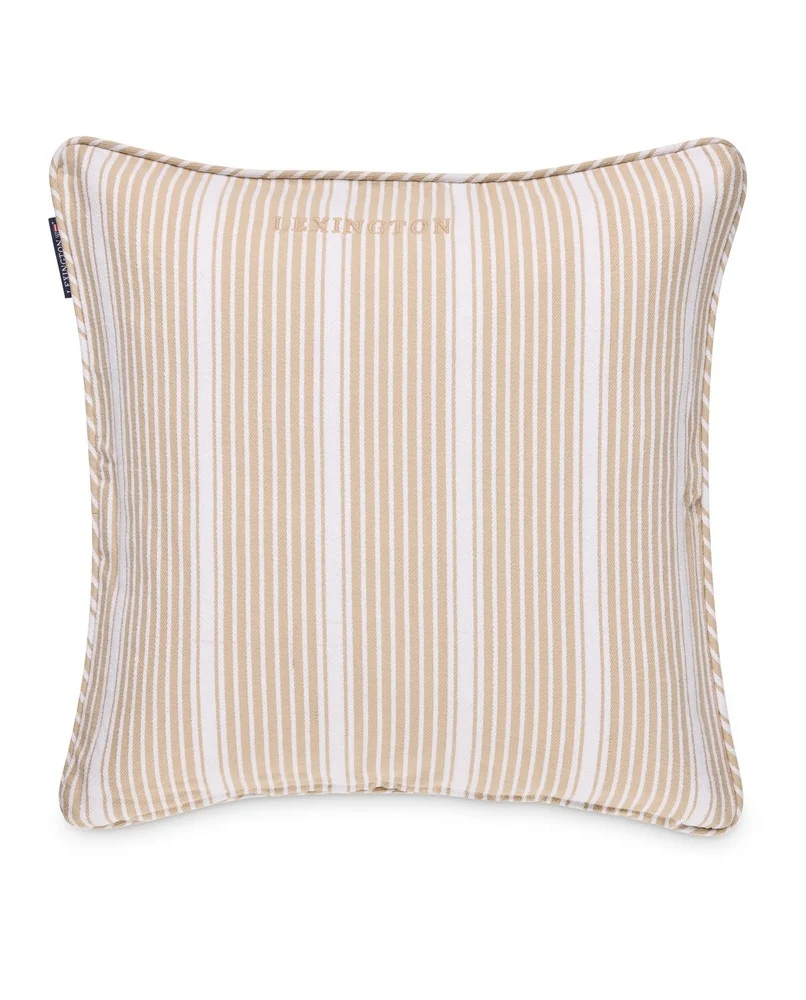 Lexington Icons Classic Randigt Kuddfodral Ekologisk Bomull Beige/Vitt