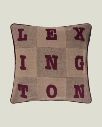 Lexington Kuddfodral Ekologisk Bomullstweed Bokstavsapplikation Beige/Brown/Fig