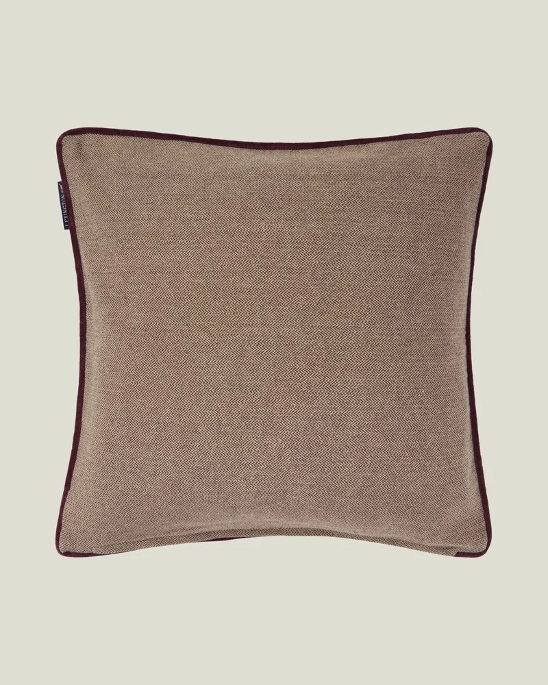 Lexington Kuddfodral Ekologisk Bomullstweed Bokstavsapplikation Beige/Brown/Fig