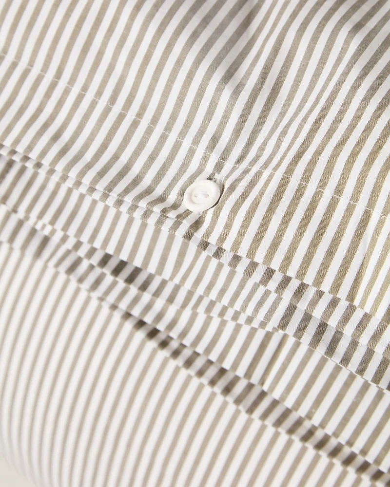 Lexington Randigt Påslakanset Bomulls Percale Oliv/White