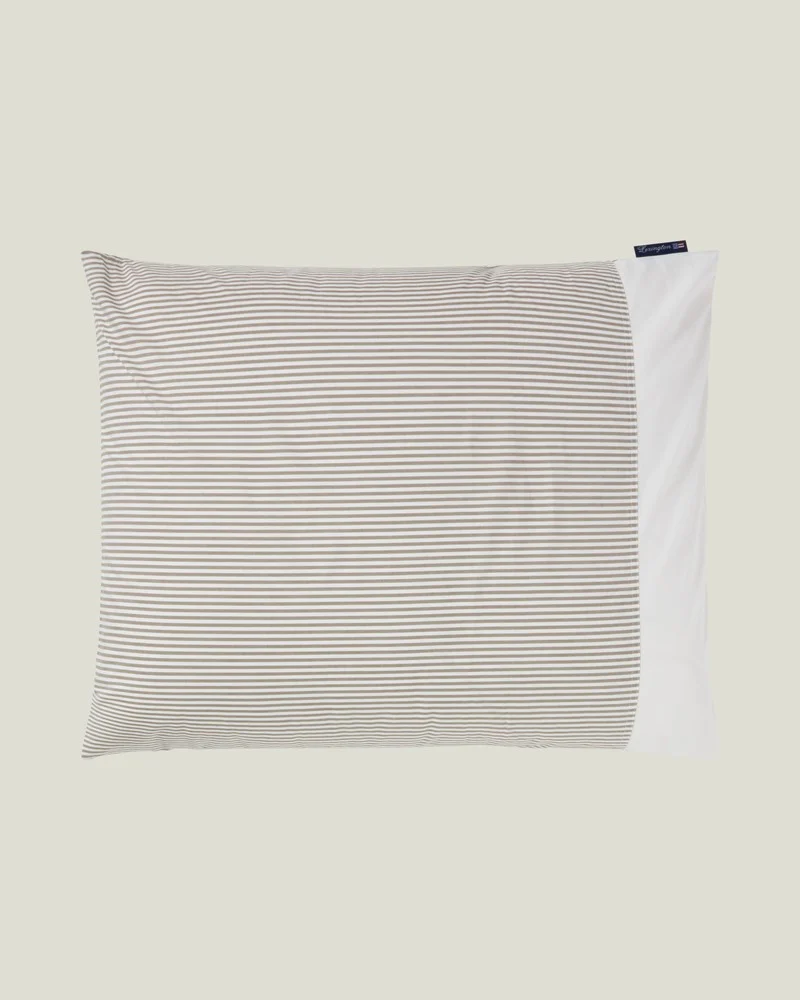 Lexington Randigt Påslakanset Bomulls Percale Oliv/White