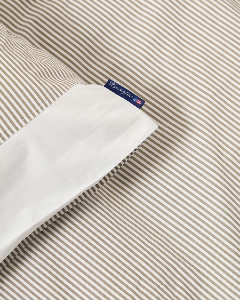 Lexington Randigt Påslakanset Bomulls Percale Oliv/White