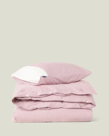 Lexington Randigt Påslakanset Bomulls Percale Fig/White