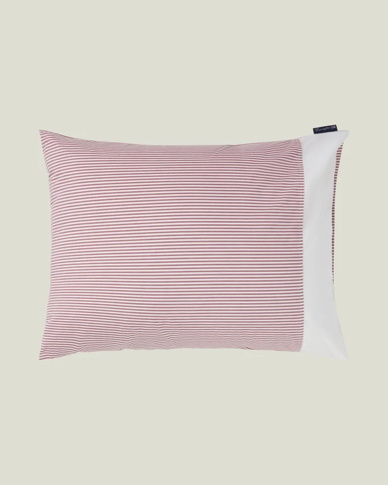 Lexington Randigt Påslakanset Bomulls Percale Fig/White