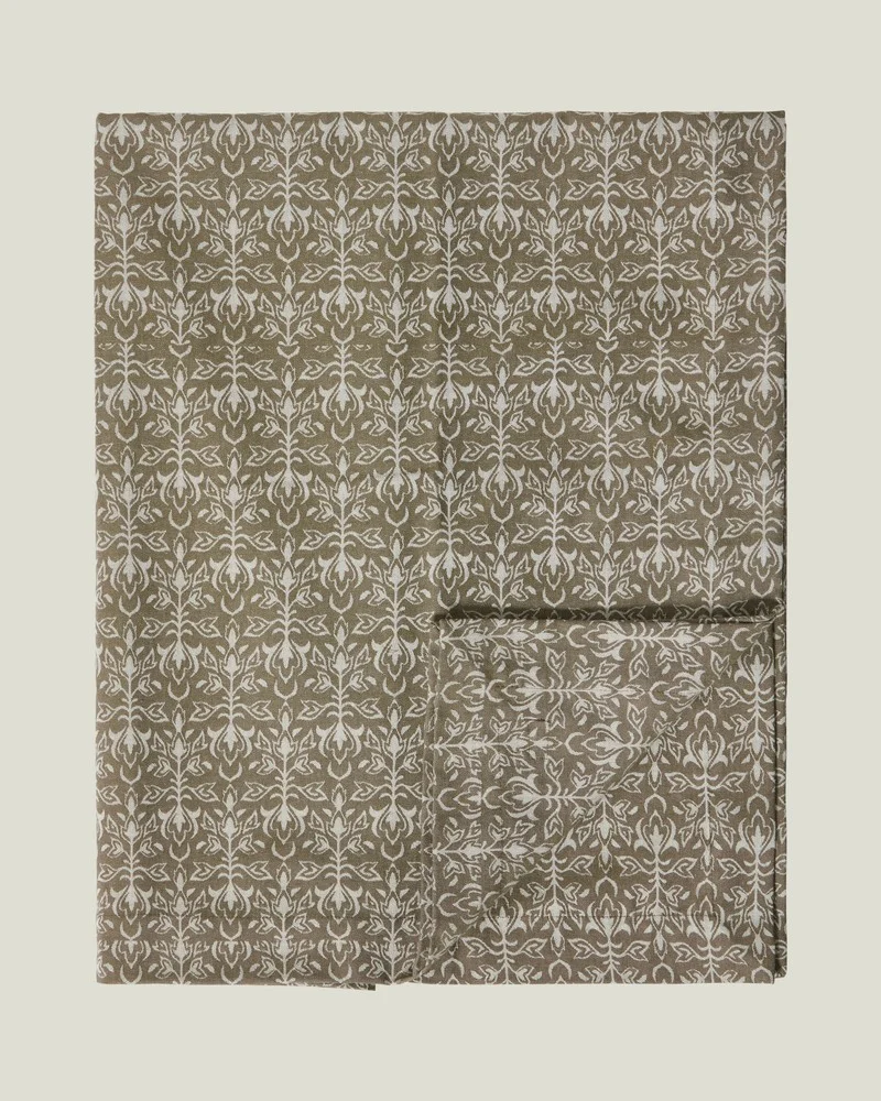 Lexington Duk Ornament Jacquard Bomull Beige/Mörk Olivgrön
