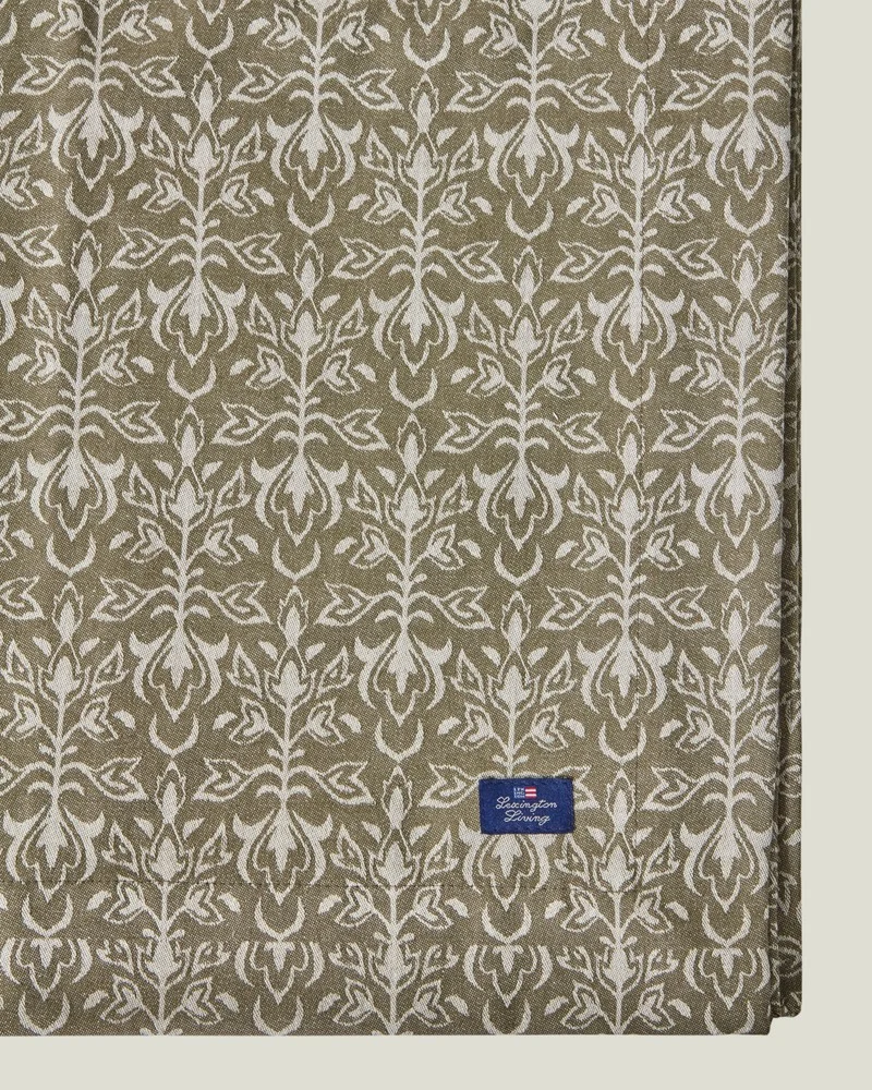 Lexington Duk Ornament Jacquard Bomull Beige/Mörk Olivgrön