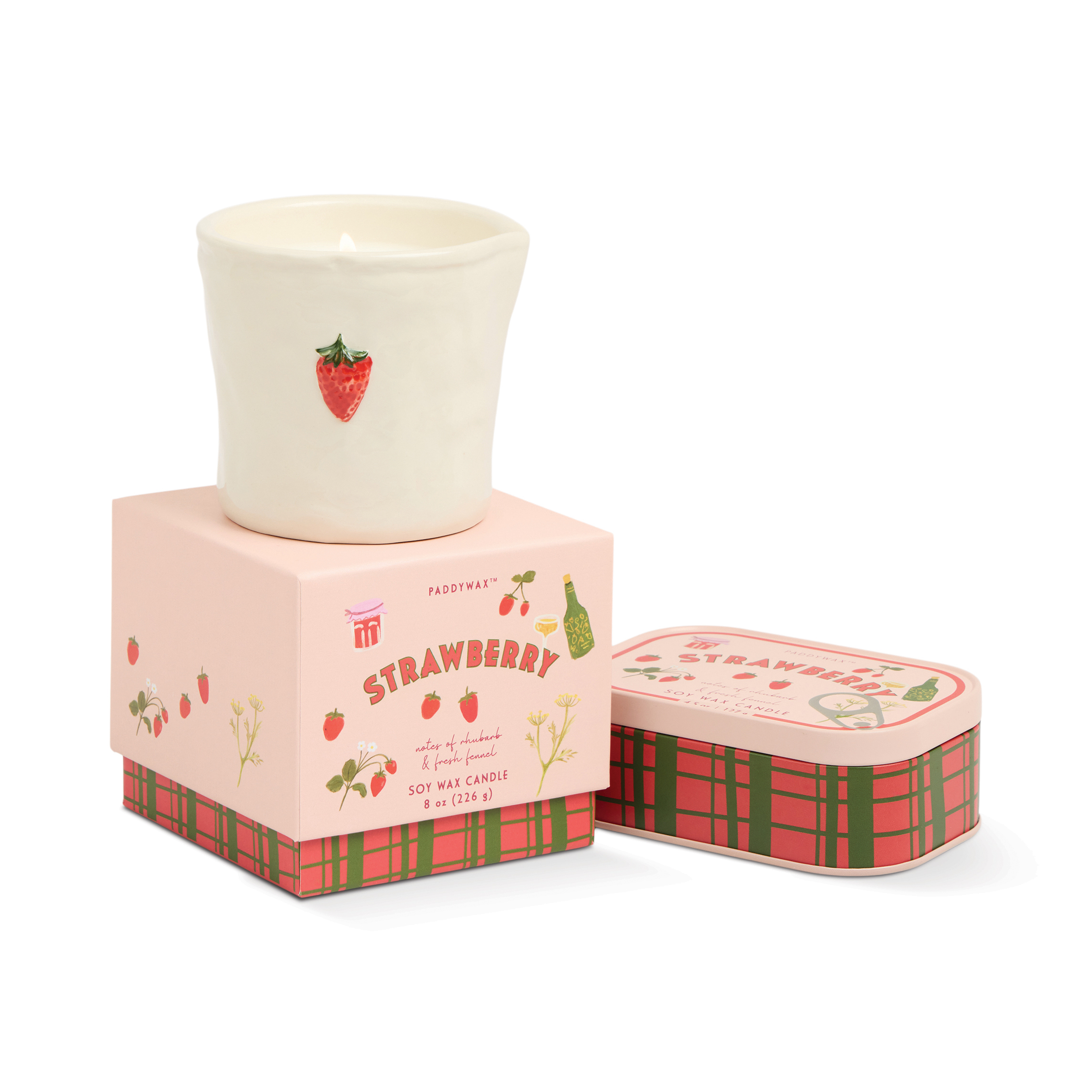 Paddywax Doftljus Keramikkrus - Strawberry