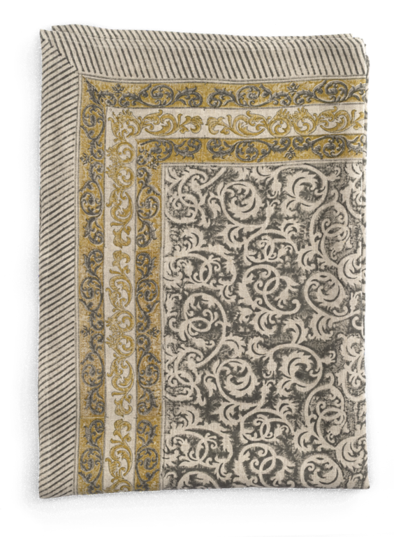 Chamois Linne Duk Ornamental Grey & Ochre
