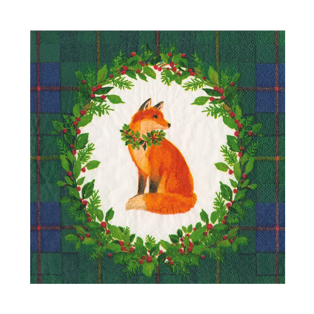 Caspari Servett Tartan Fox Blue/Green