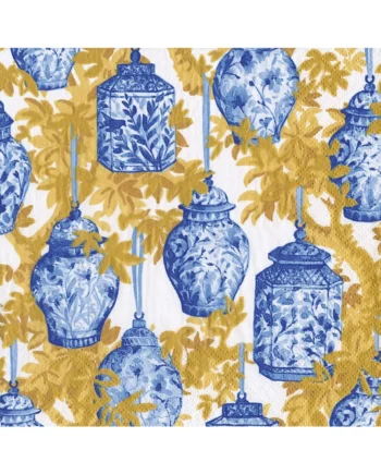 Caspari Servett Ginger Jars Blue/White