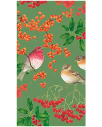 Caspari Servett Birds and Berries Green
