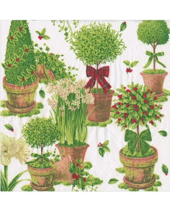 Caspari Servett Winter Topiaries