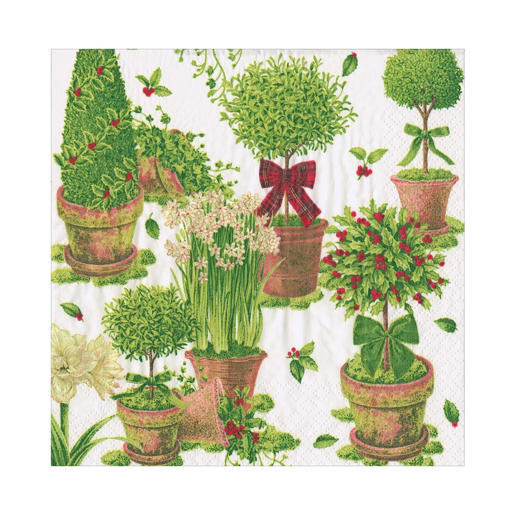 Caspari Servett Winter Topiaries