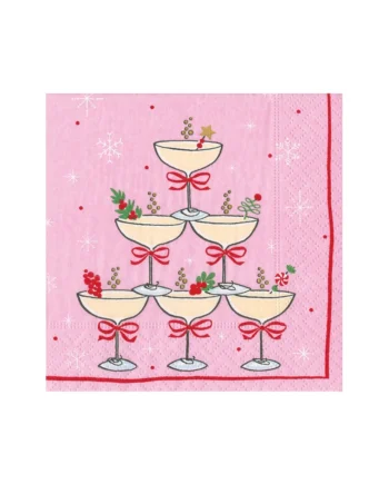 Caspari Servetter Sparkling Coupes Pink