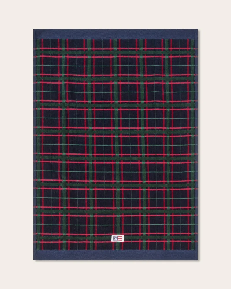 Lexington Rutigt Handduksset 2-pack Marin/Grön