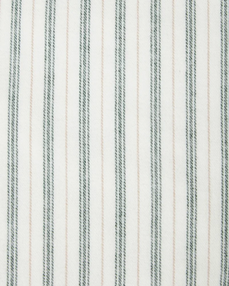 Lexington Randigt Bäddset Bomullsflanell Vit/Grön/Beige