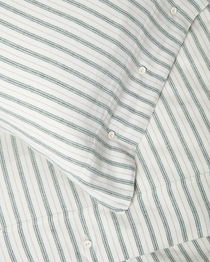 Lexington Randigt Bäddset Bomullsflanell Vit/Grön/Beige